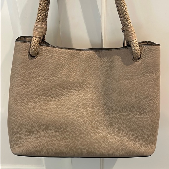 Tory Burch Tan Pebbled Leather Tote with Tassel - Picture 8 of 12